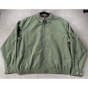 Daniel Cremieux Mens Harrington Jacket Olive Green Plaid Lining Full Zip Large